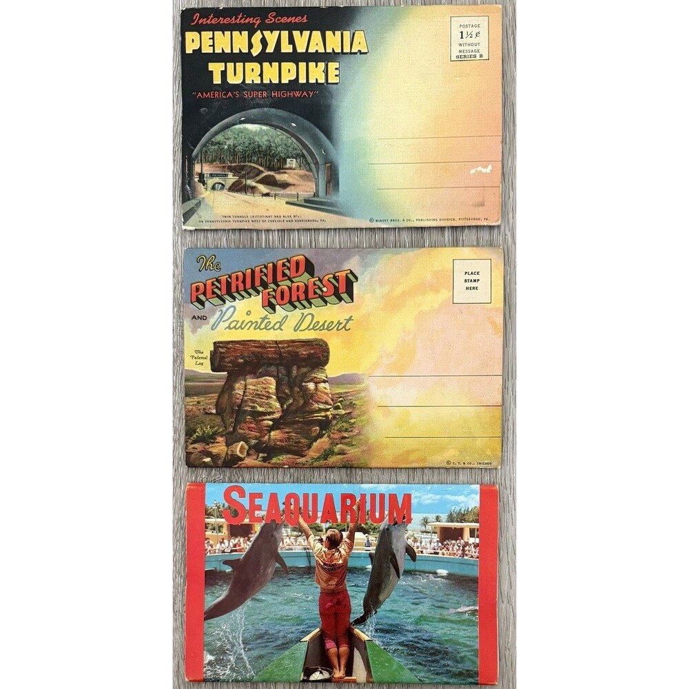 Vintage Petrified Forest Painted Desert-Penns. Turnpike-Seaquarium Postcards